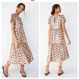 Maeve by Anthropologie Rose Gold Sequin Midi Dress